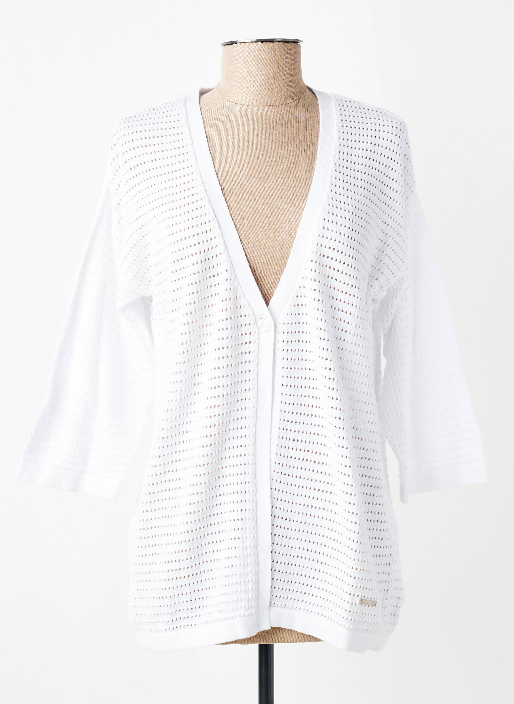 Gilet manches longues manches 3/4 blanc AGATHE & LOUISE femme