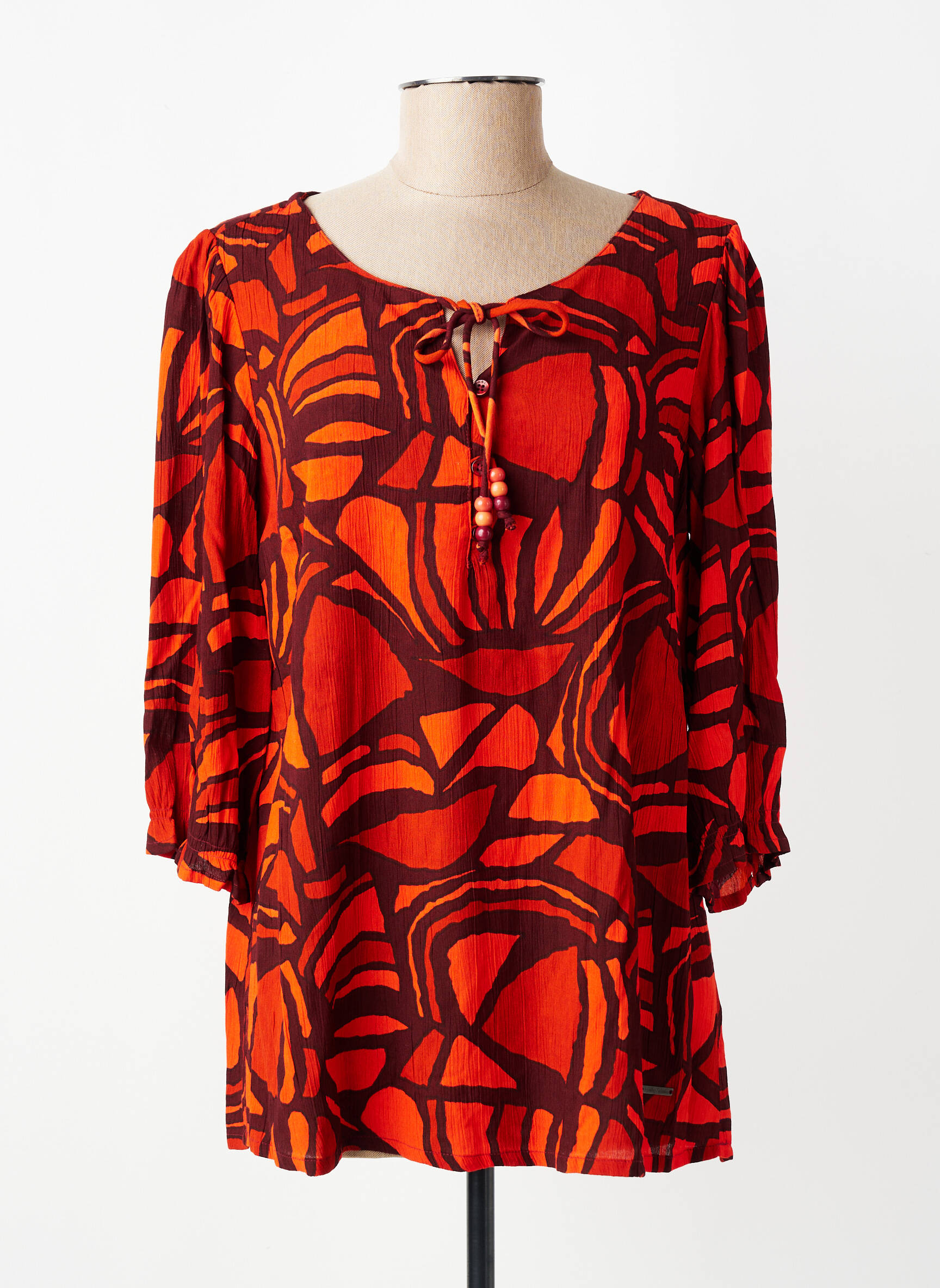 Blouse légère et transparente manches 3/4 orange AGATHE & LOUISE femme