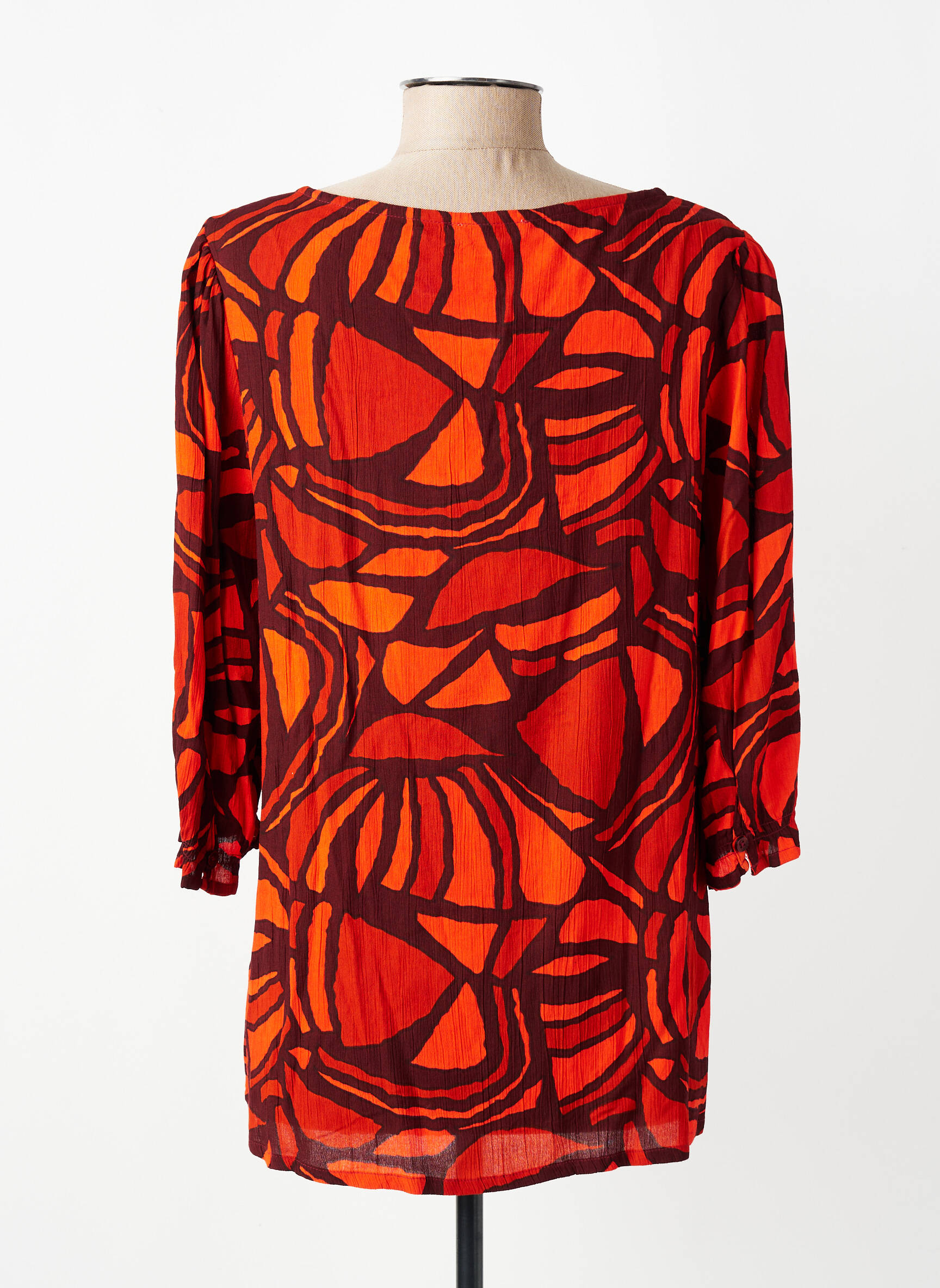 Blouse légère et transparente manches 3/4 orange AGATHE & LOUISE femme