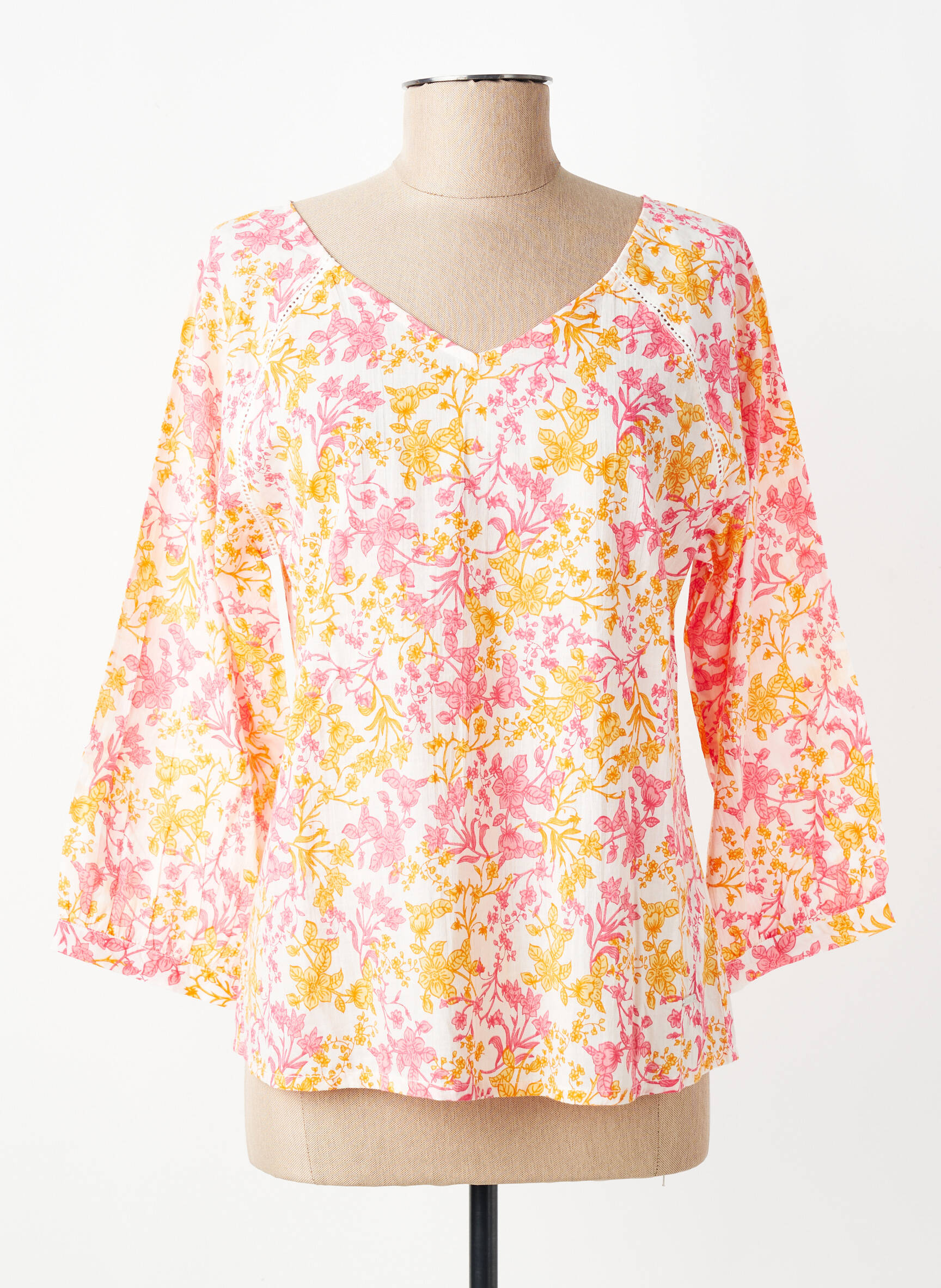 Blouse tissage popeline manches 3/4 orange AGATHE & LOUISE femme