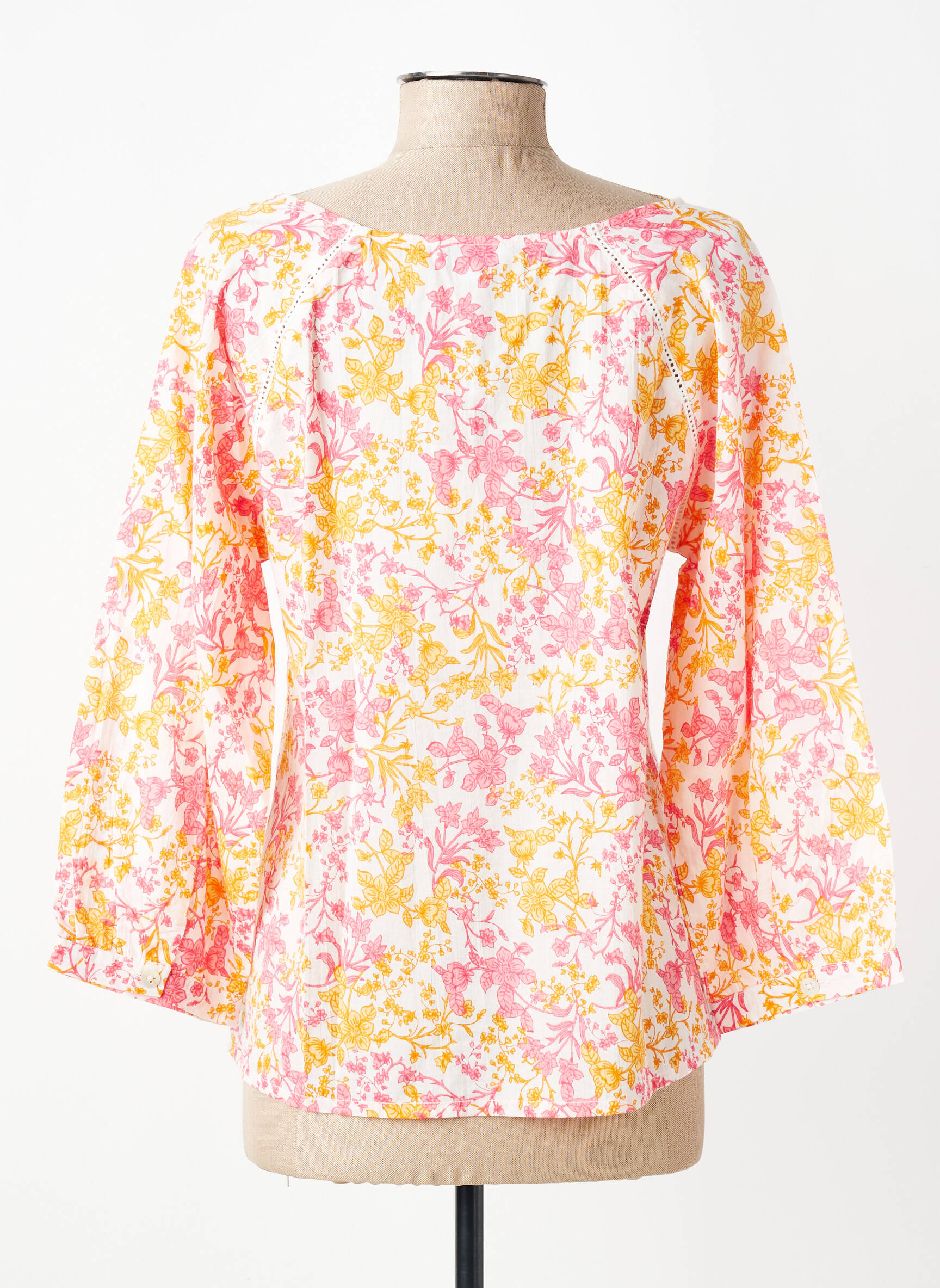 Blouse tissage popeline manches 3/4 orange AGATHE & LOUISE femme