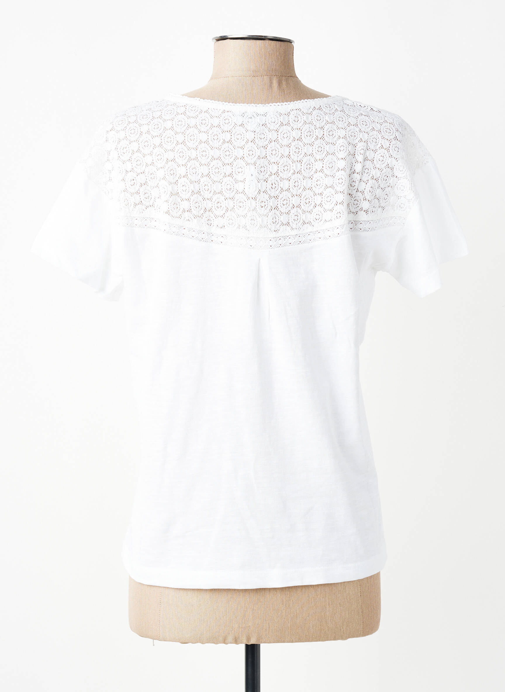 T-shirt col v manches courtes blanc AGATHE & LOUISE femme