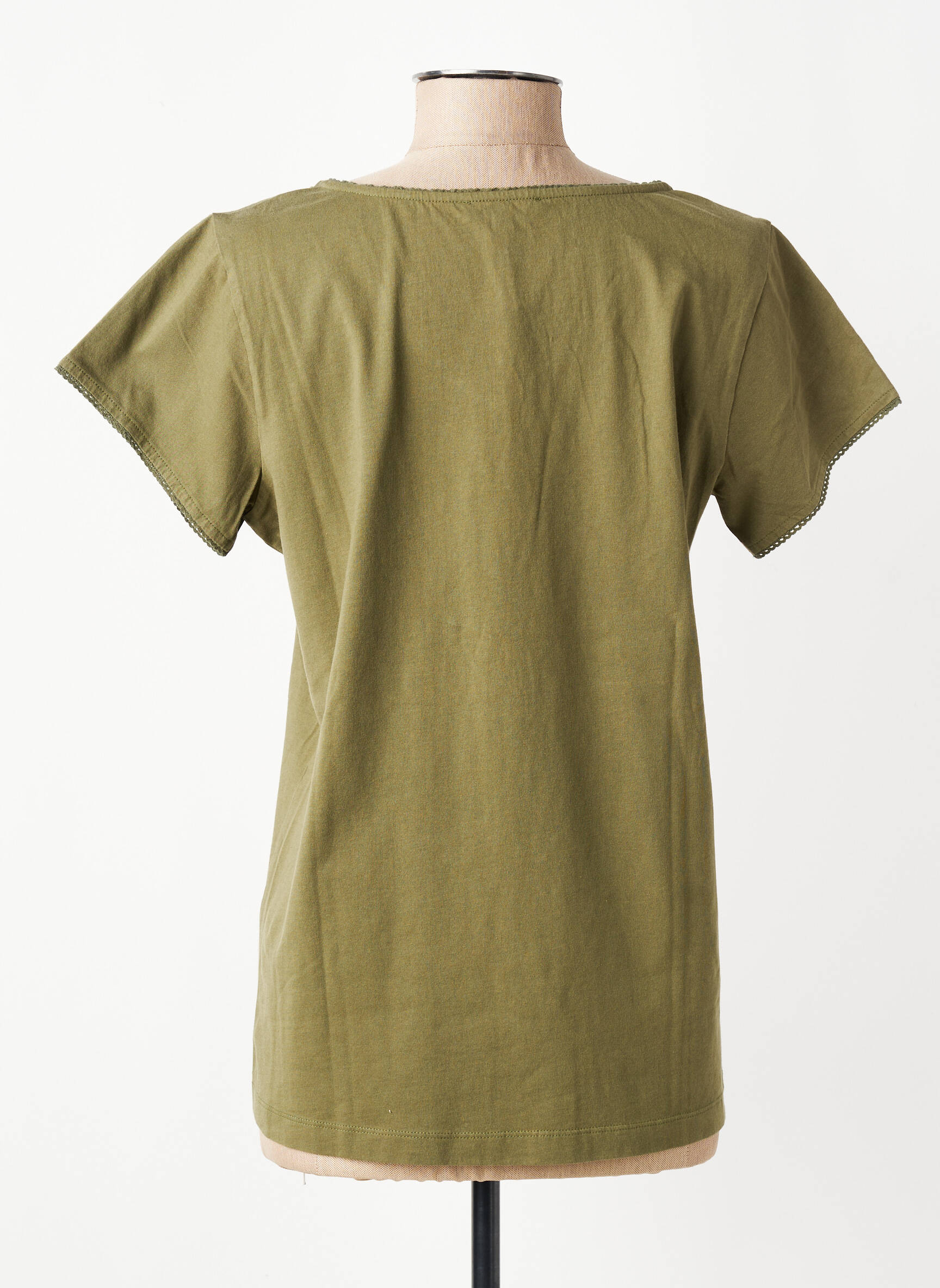 T-shirt col v manches courtes vert AGATHE & LOUISE femme