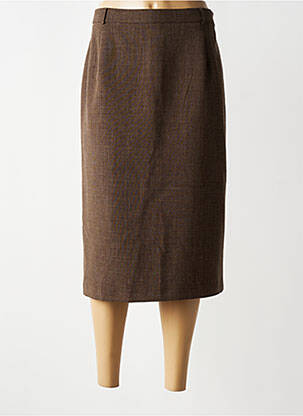 Jupe mi-longue fermeture zippée au dos marron ANNE KELLY femme