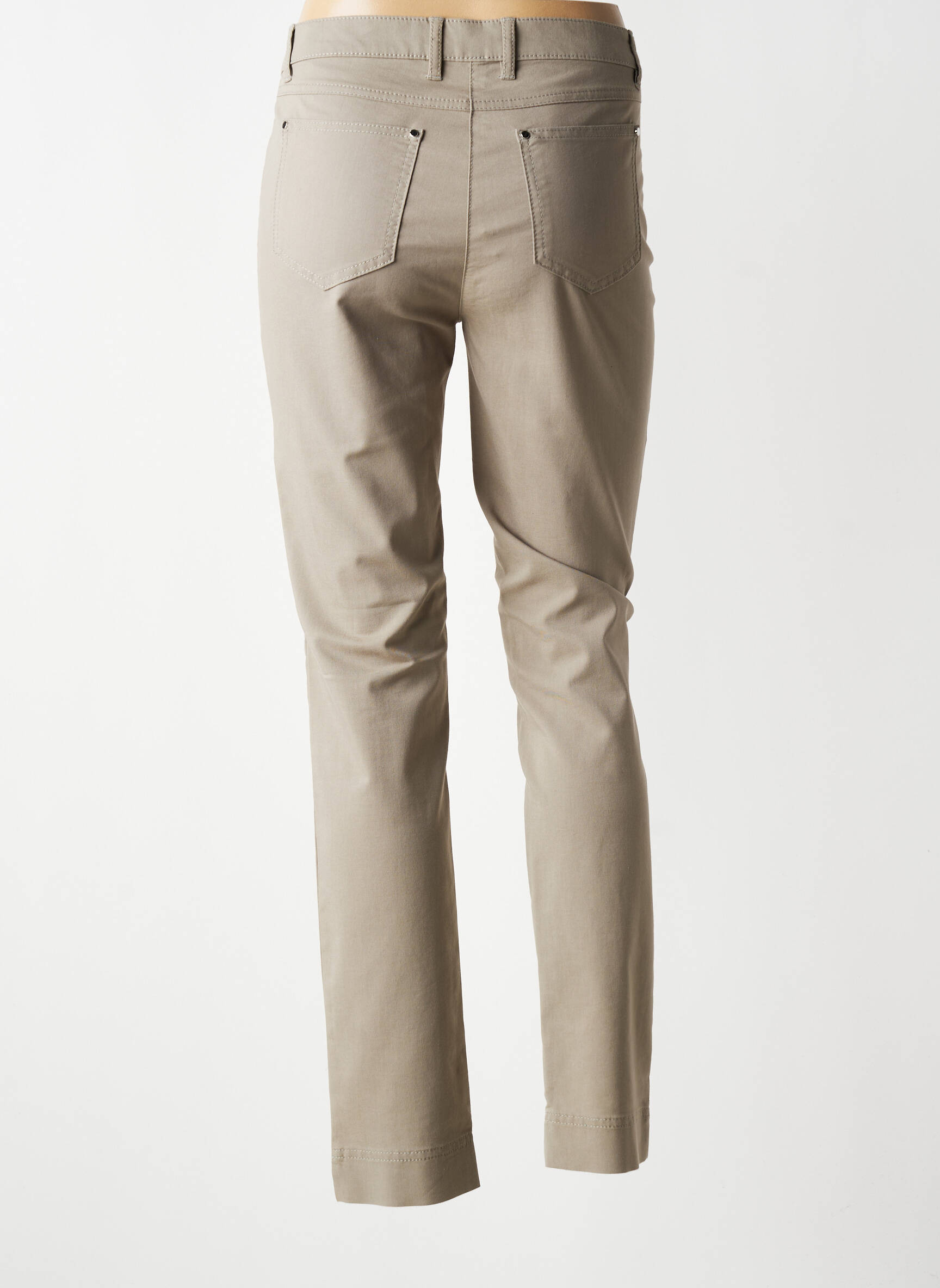 Pantalon droit tissage popeline taille normale beige RABE femme