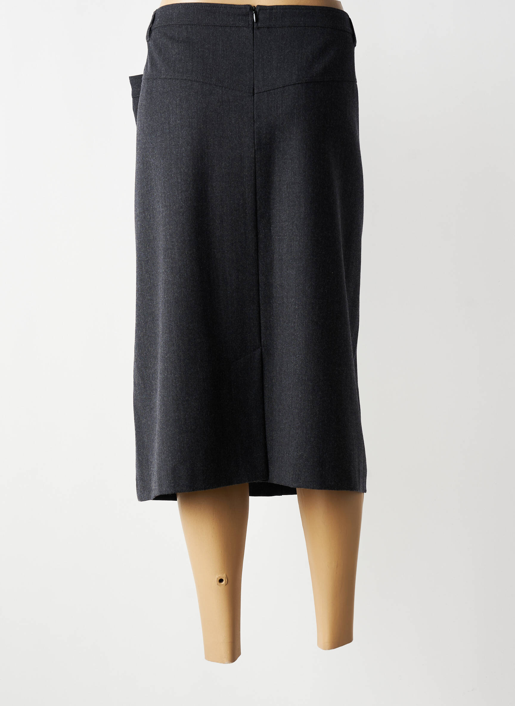 Jupe longue fermeture zippée au dos gris FRANCOISE femme