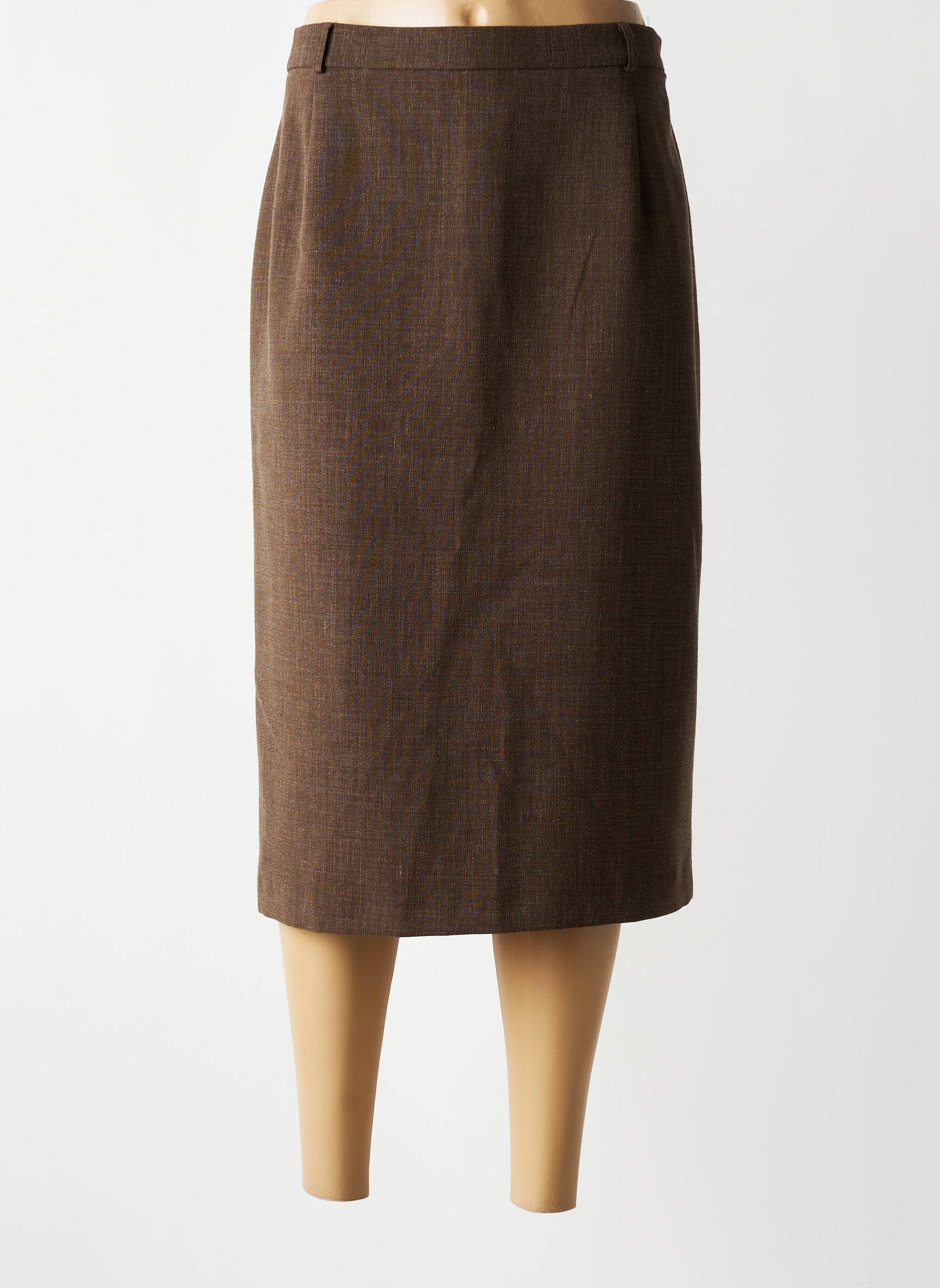 Jupe mi-longue fermeture zippée au dos marron ANNE KELLY femme