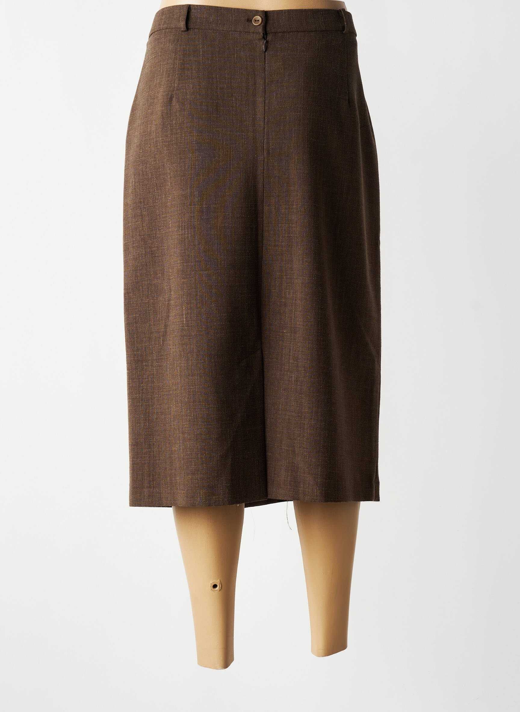 Jupe mi-longue fermeture zippée au dos marron ANNE KELLY femme