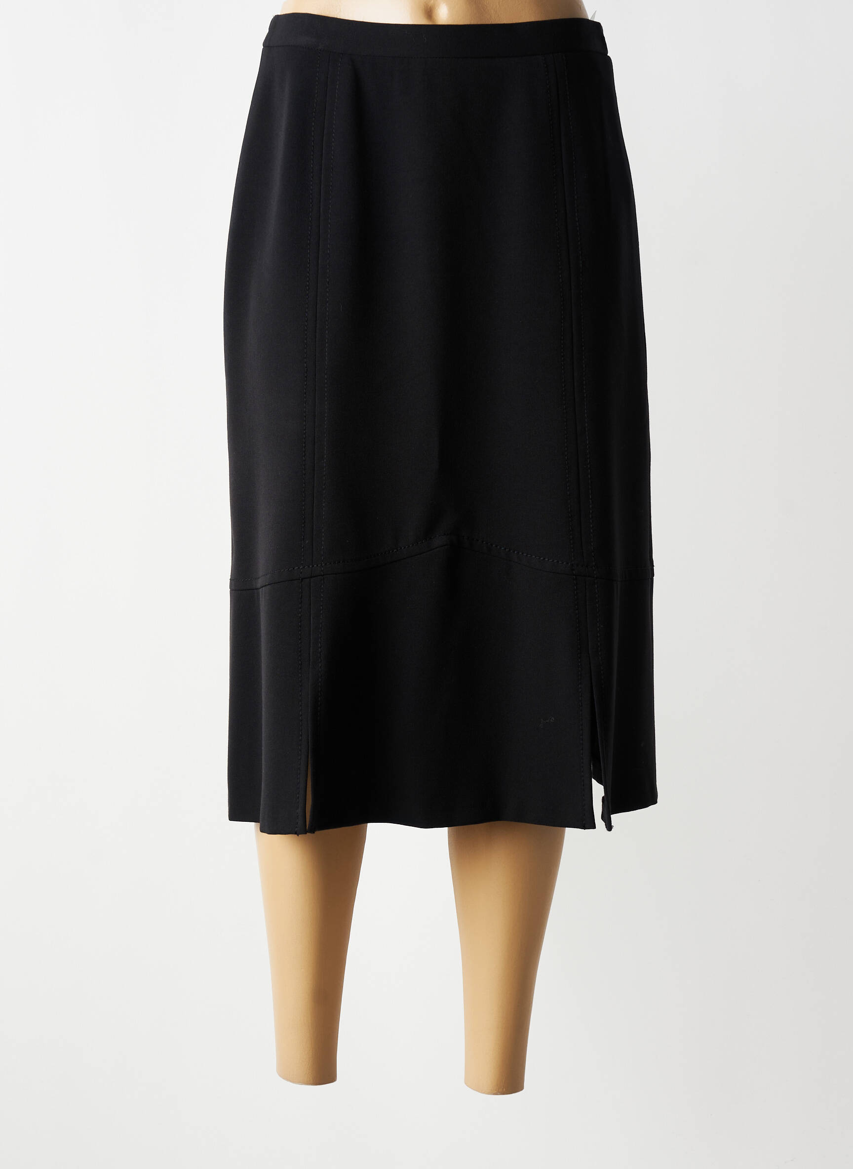 Jupe mi-longue coupe droite noir FRANCOISE femme