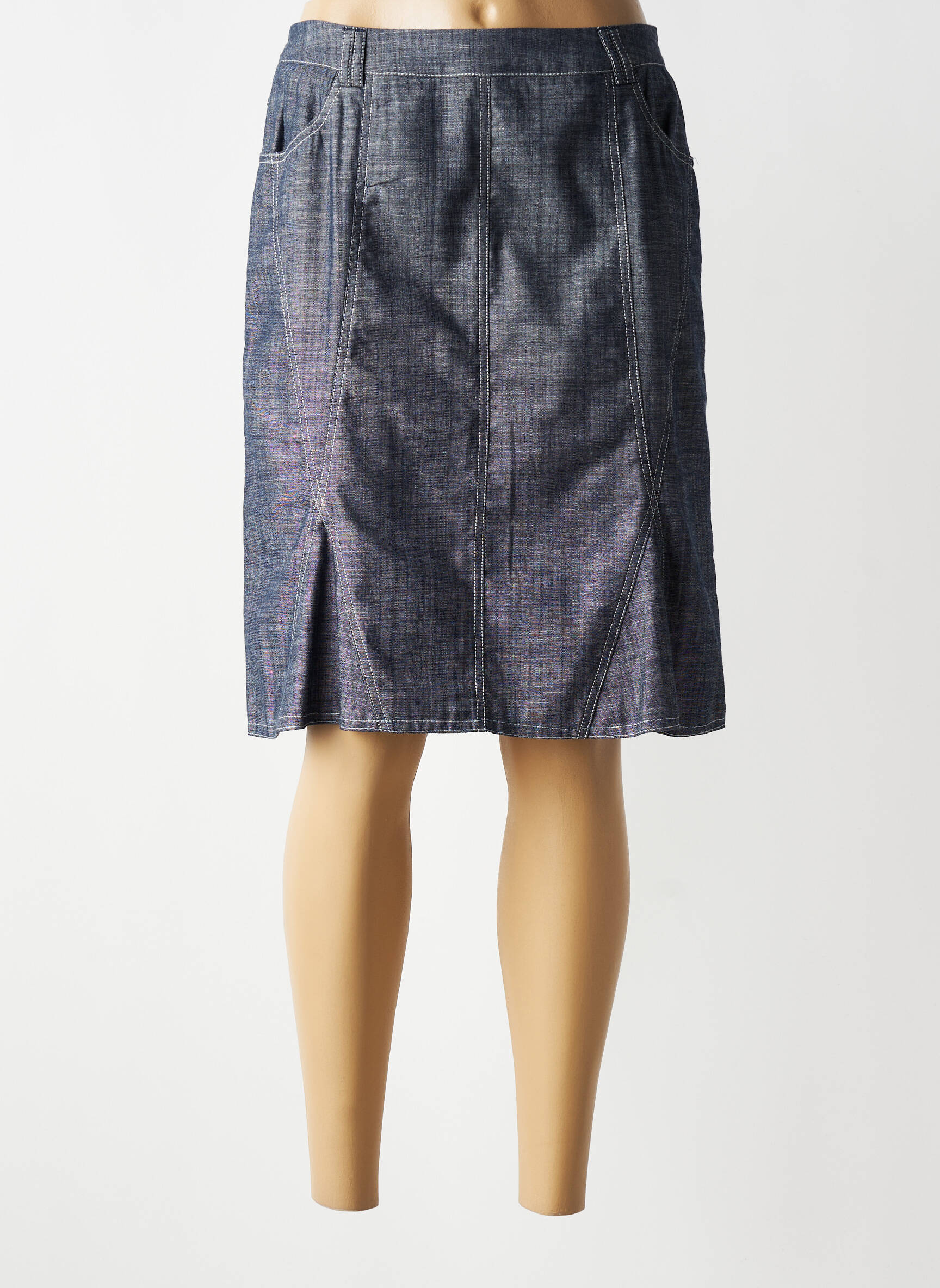 Jupe mi-longue coupe droite gris GUY DUBOUIS femme