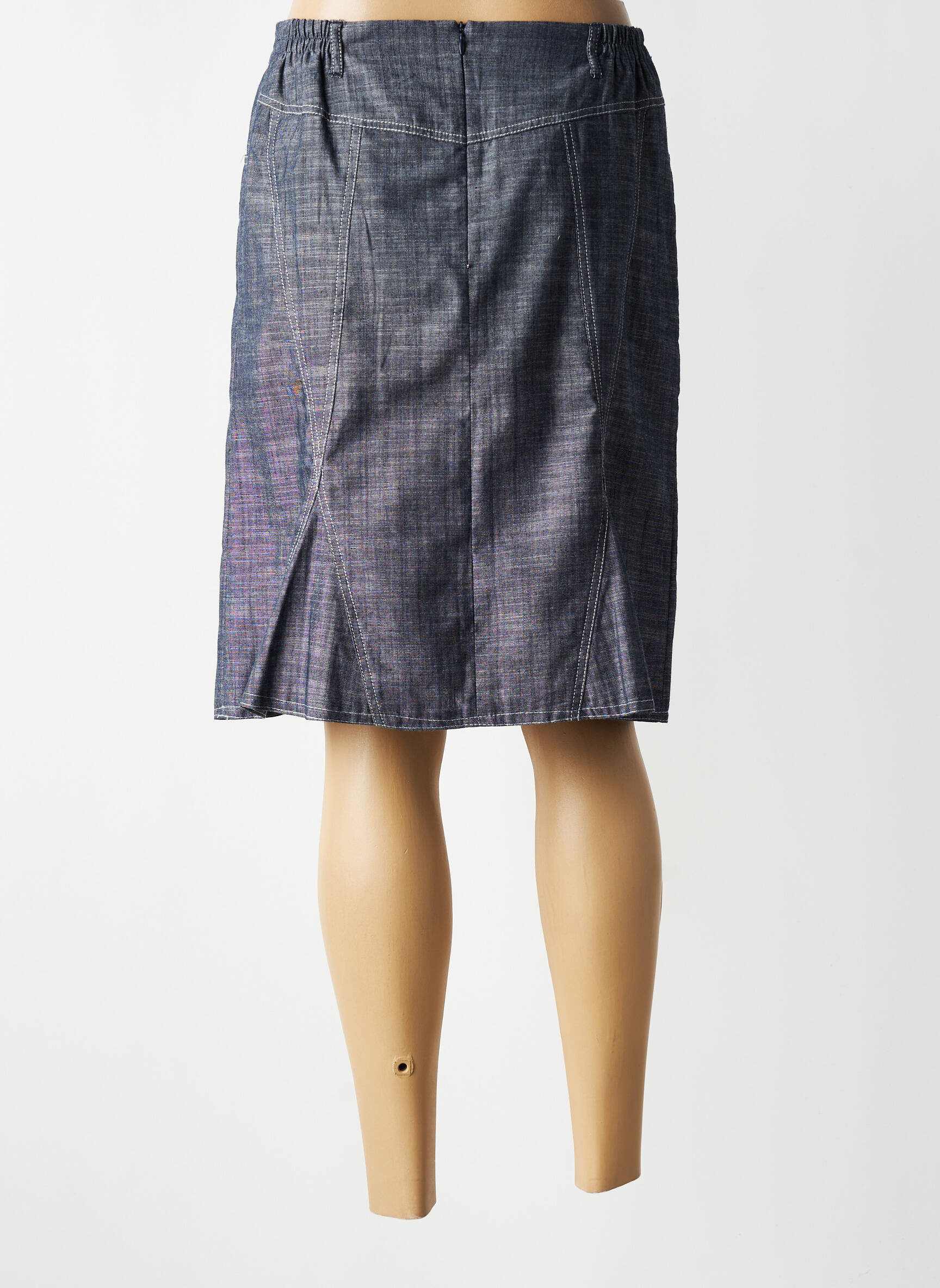 Jupe mi-longue coupe droite gris GUY DUBOUIS femme