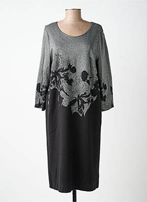 Robe mi-longue manches longues manches longues gris ELENA MIRO femme