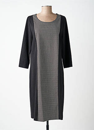 Robe mi-longue imprimé fantaisie manches longues noir GRIFFON femme