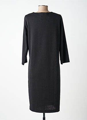 Robe mi-longue imprimé fantaisie manches longues noir GRIFFON femme