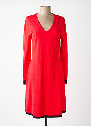 Robe pull col v manches longues rouge MARBLE femme