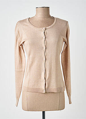Gilet manches longues col rond beige ASSUILI femme