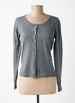 Gilet manches longues col rond gris ASSUILI femme