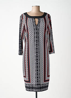 Robe mi-longue imprimé fantaisie manches longues noir JOSEPH RIBKOFF femme