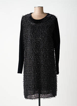 Robe mi-longue manches longues manches longues noir K'TENDANCES femme