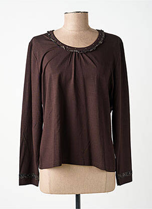 Top manches longues manches longues marron LUCIA femme
