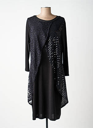Robe mi-longue coupe fluide manches longues noir VETISTYLE femme