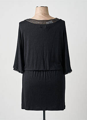 Robe mi-longue coupe fluide manches longues noir MIRA TAREN femme
