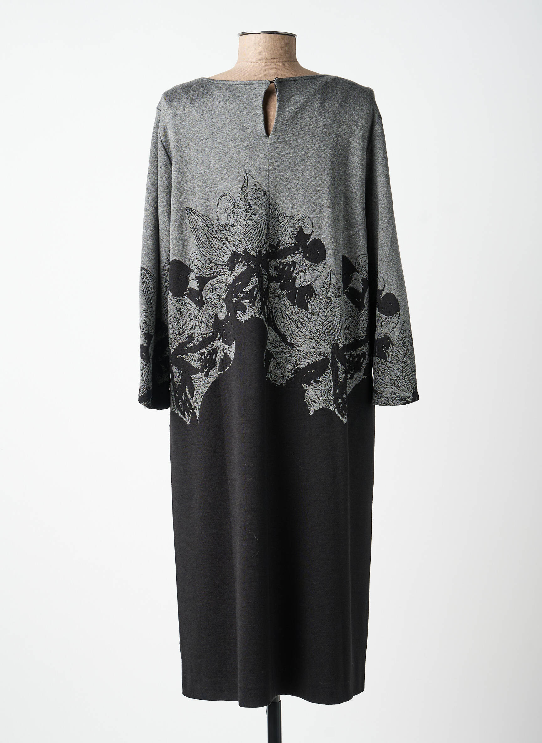 Robe mi-longue manches longues manches longues gris ELENA MIRO femme