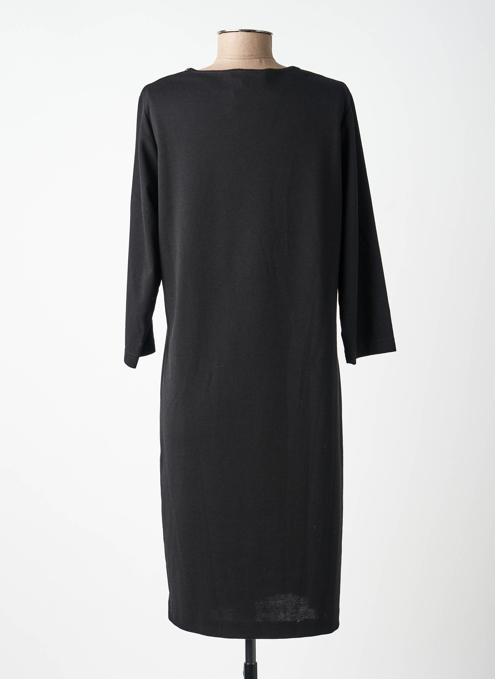 Robe mi-longue imprimé fantaisie manches longues noir GRIFFON femme