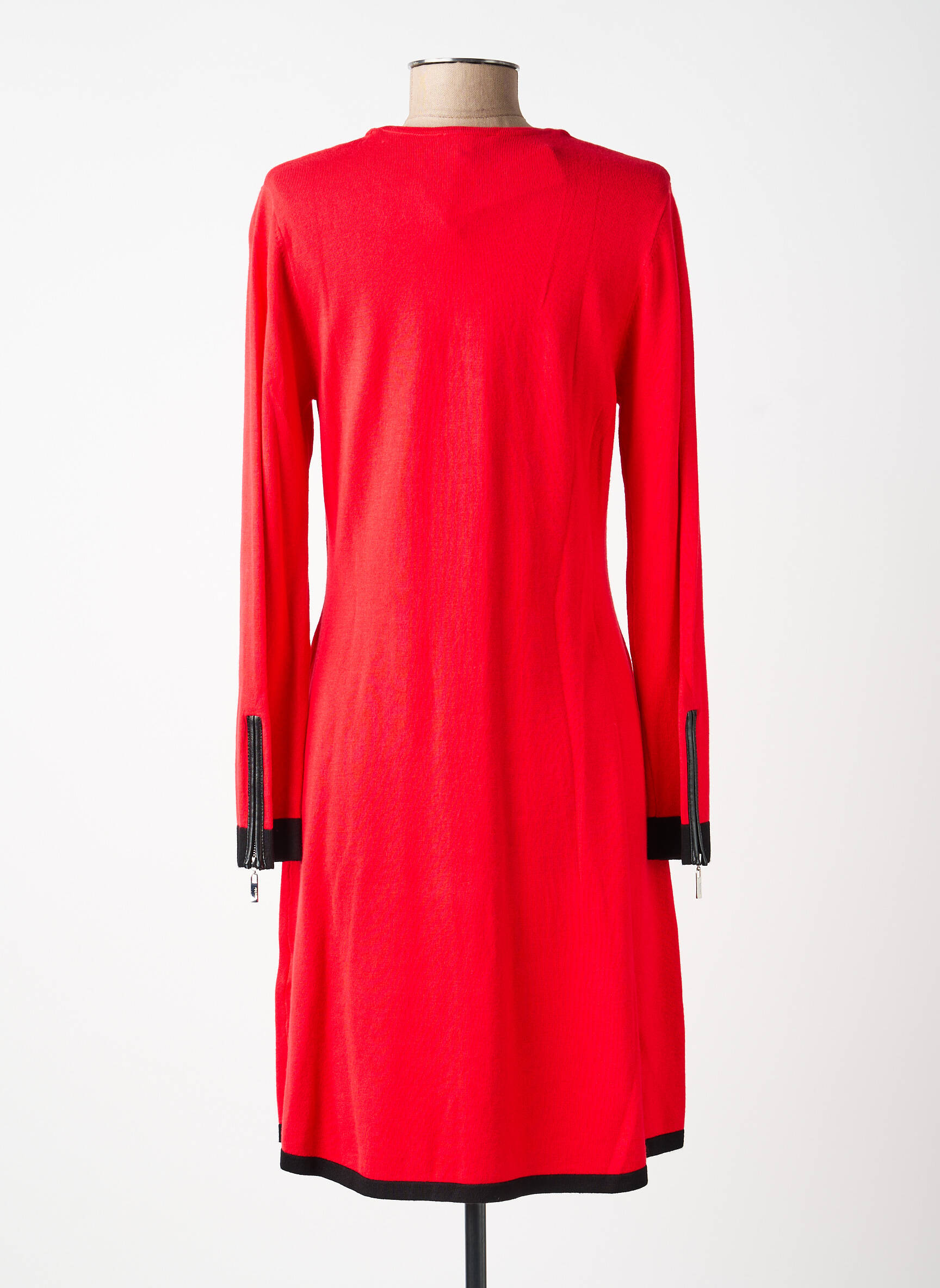 Robe pull col v manches longues rouge MARBLE femme