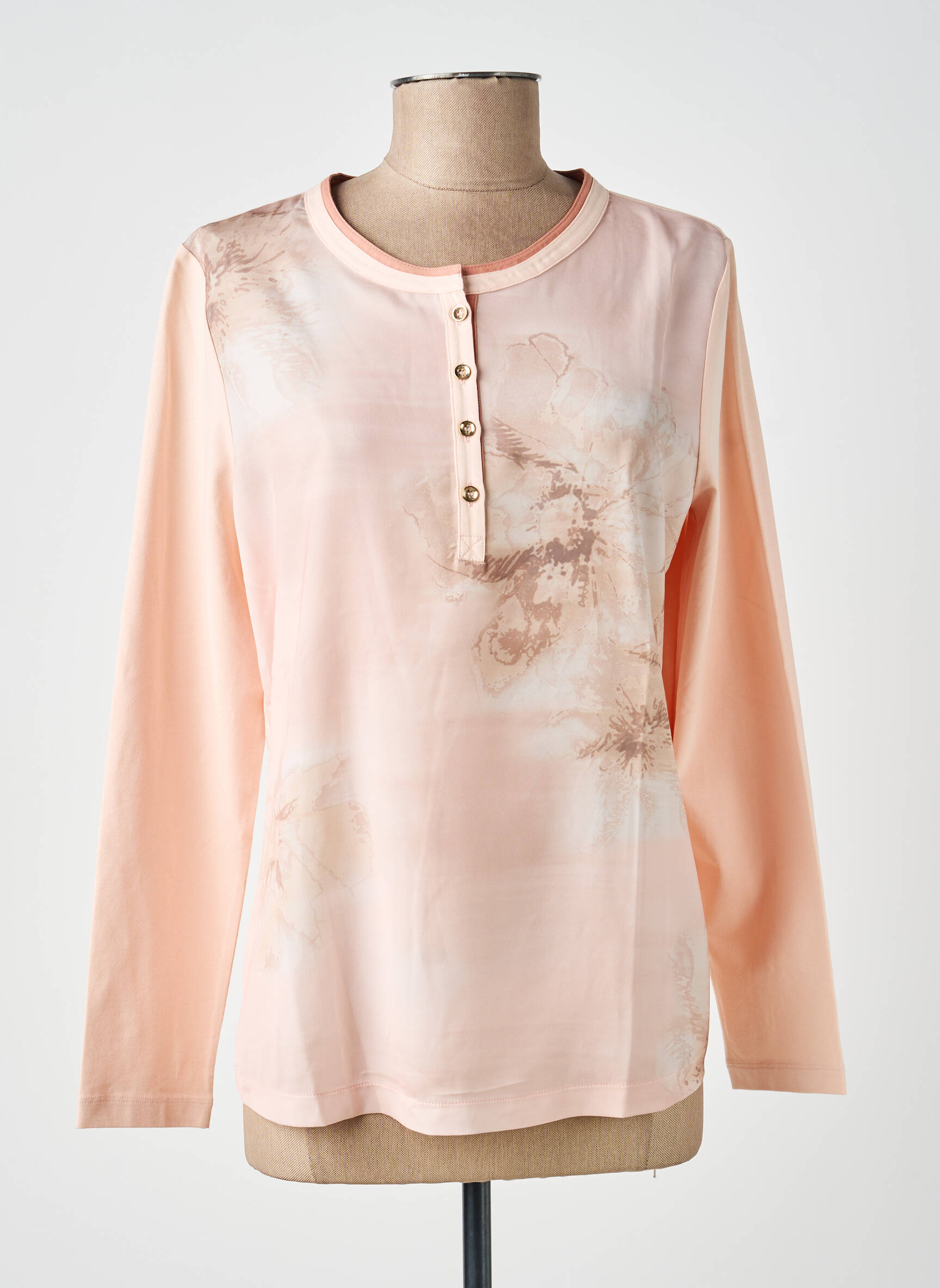 Blouse imprimé fantaisie manches longues rose BASLER femme