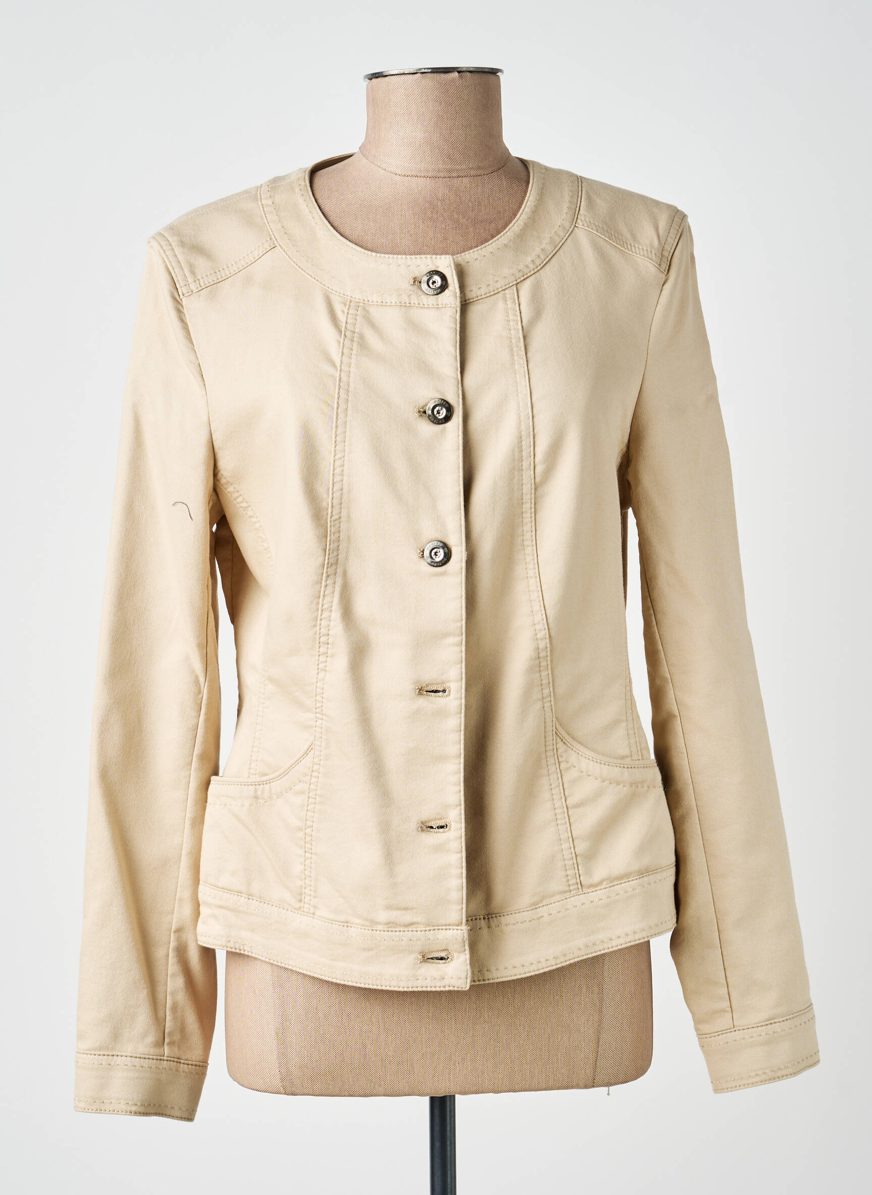 Veste casual col rond beige BASLER femme