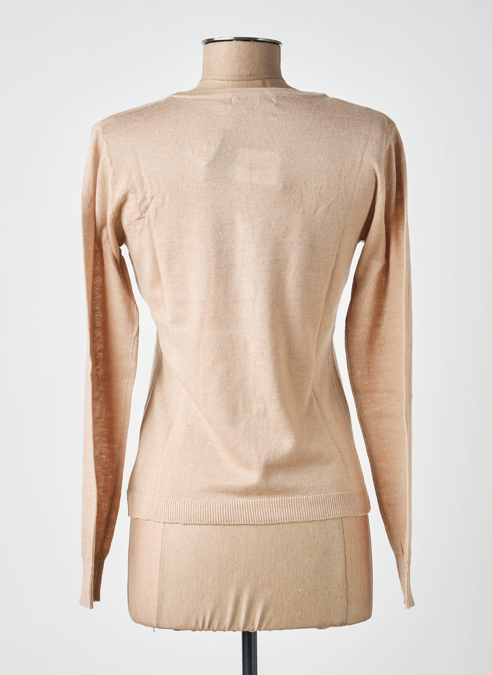 Gilet manches longues col rond beige ASSUILI femme