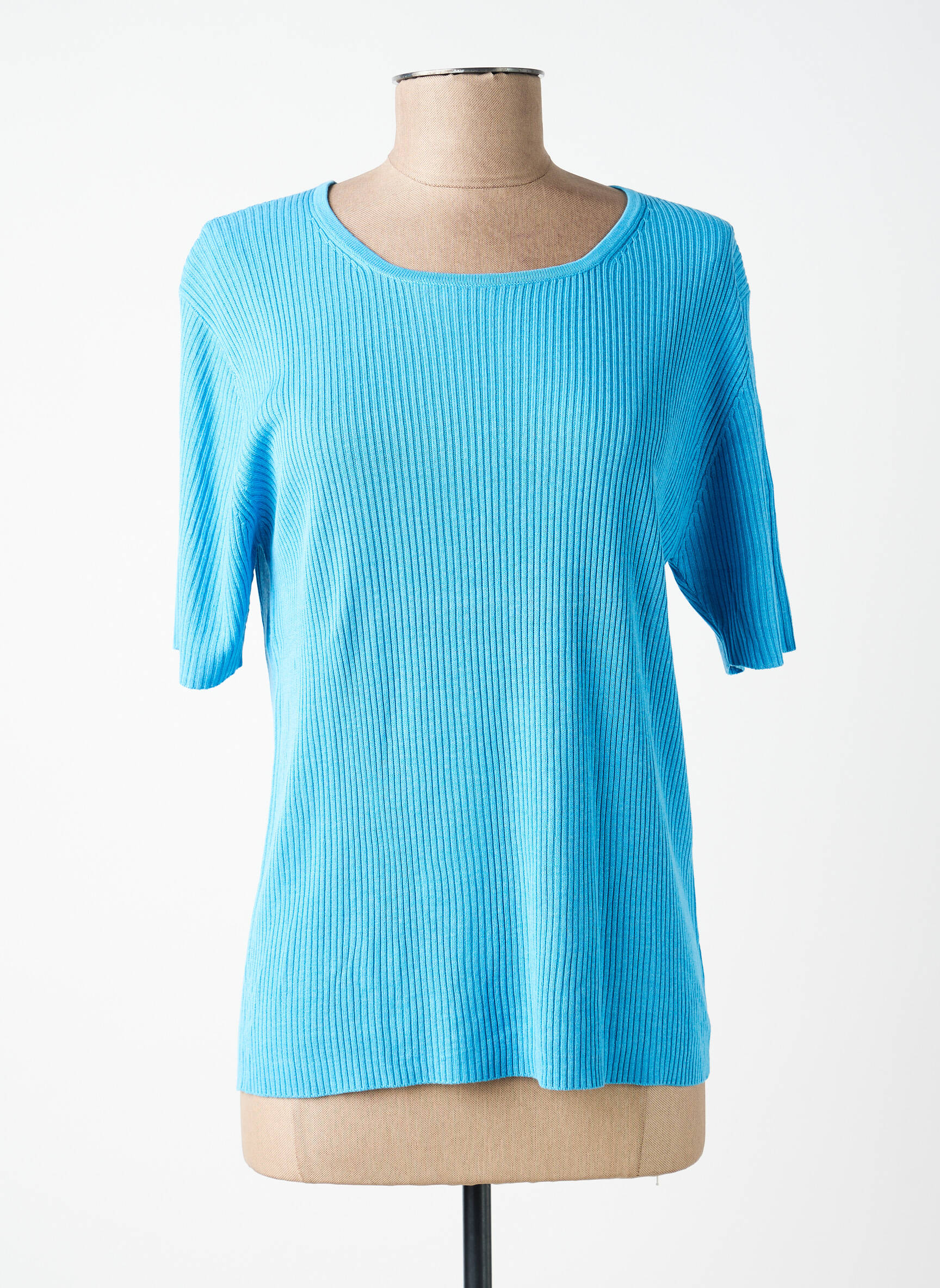 Top stretch manches courtes bleu SOIE POUR SOI femme