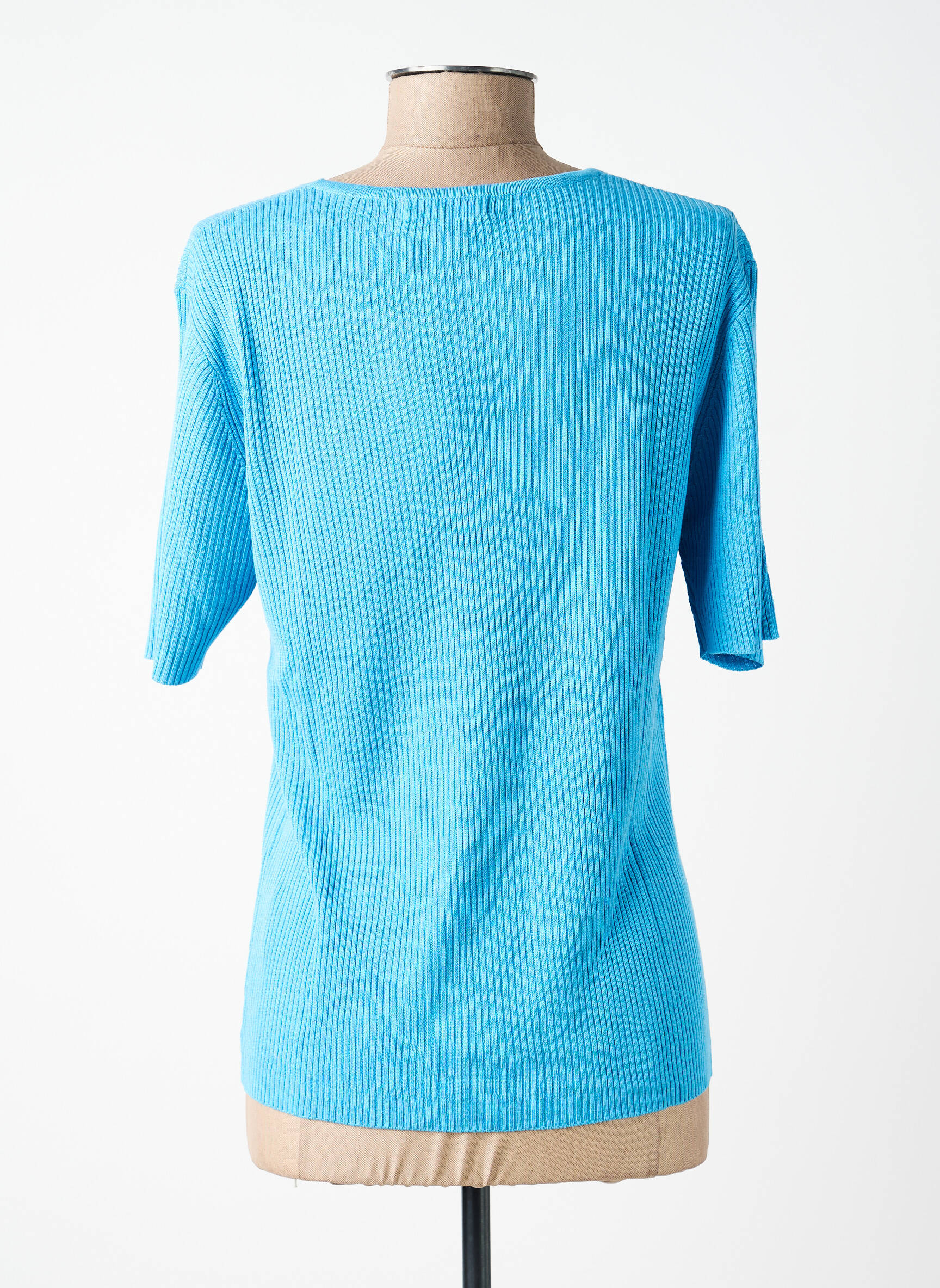Top stretch manches courtes bleu SOIE POUR SOI femme