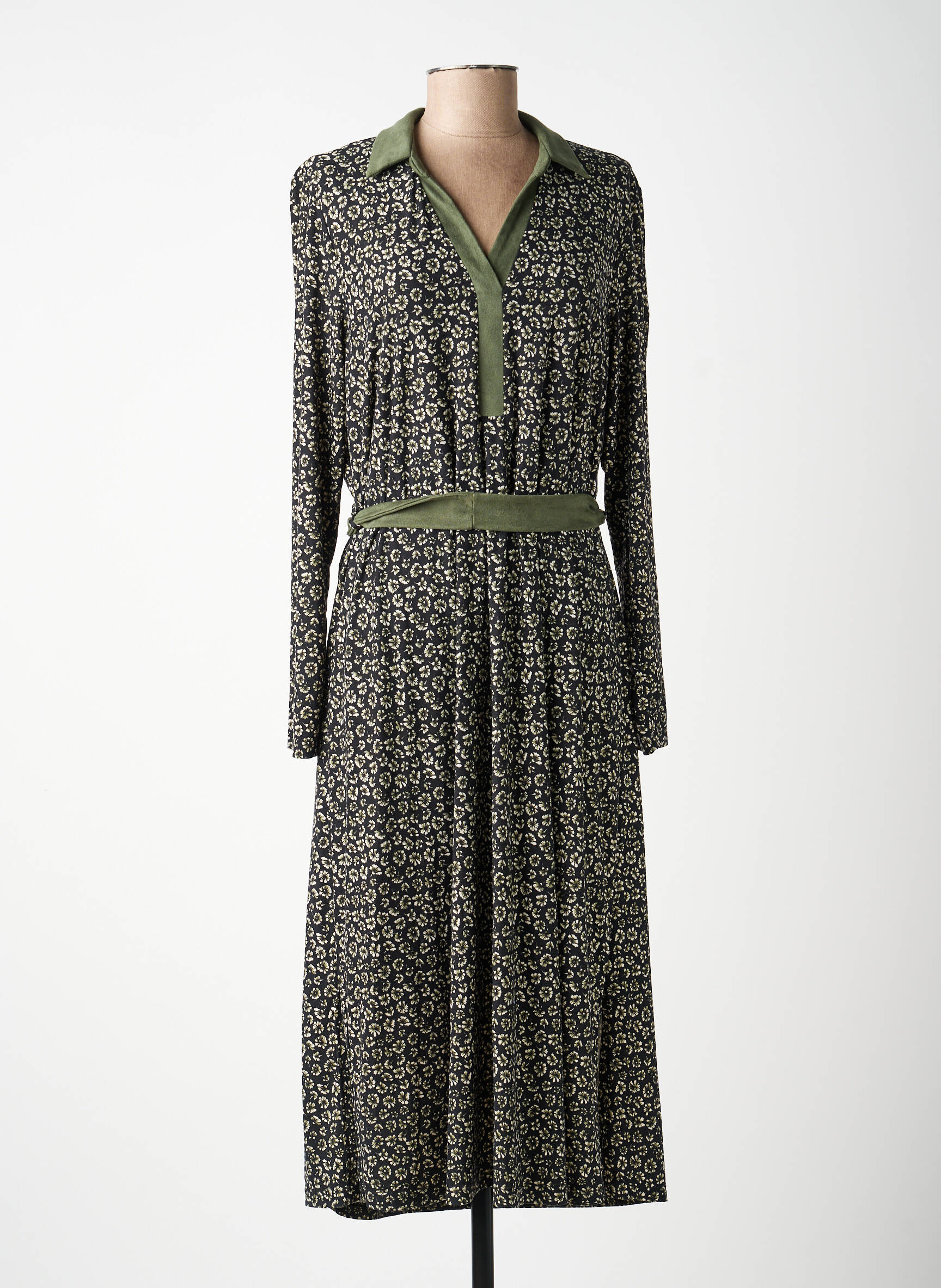 Robe longue manches longues manches longues vert BATIDA femme