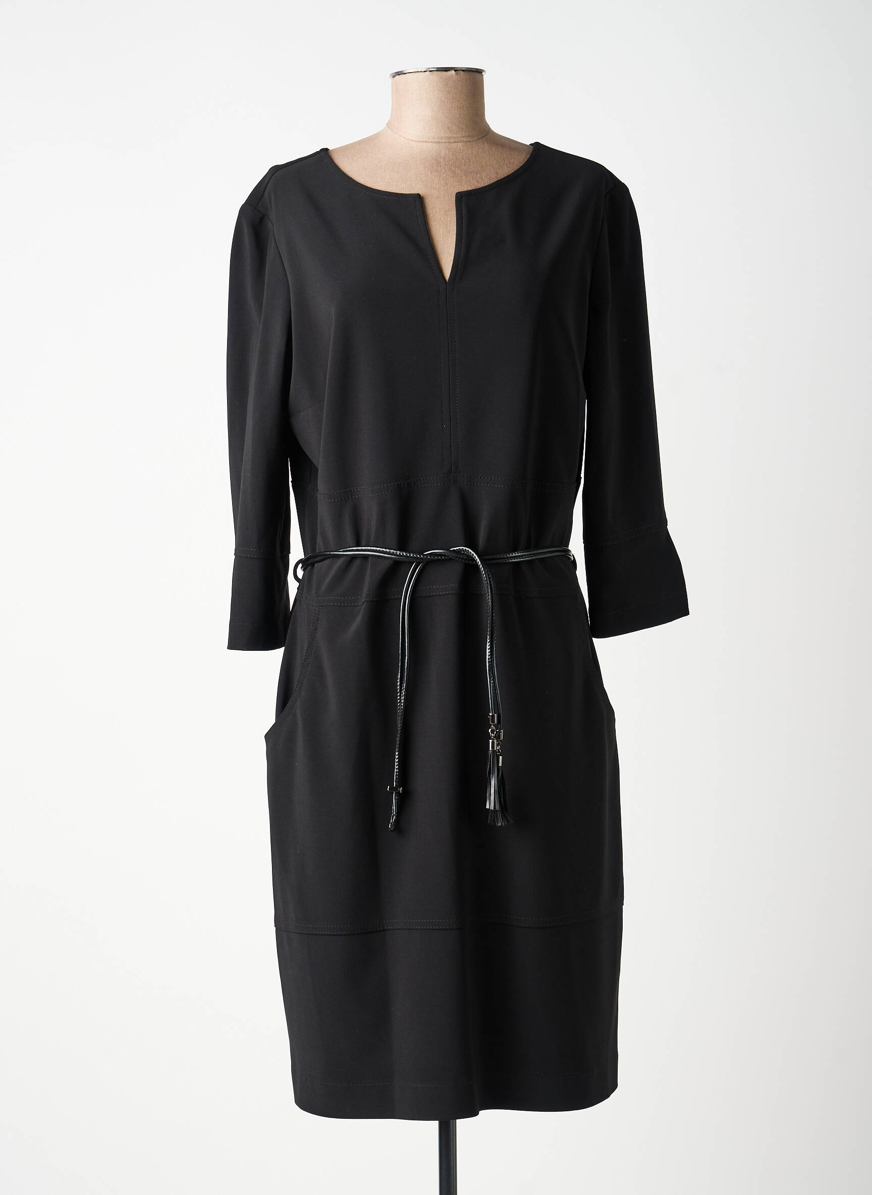 Robe mi-longue manches longues manches longues noir JOSEPH RIBKOFF femme