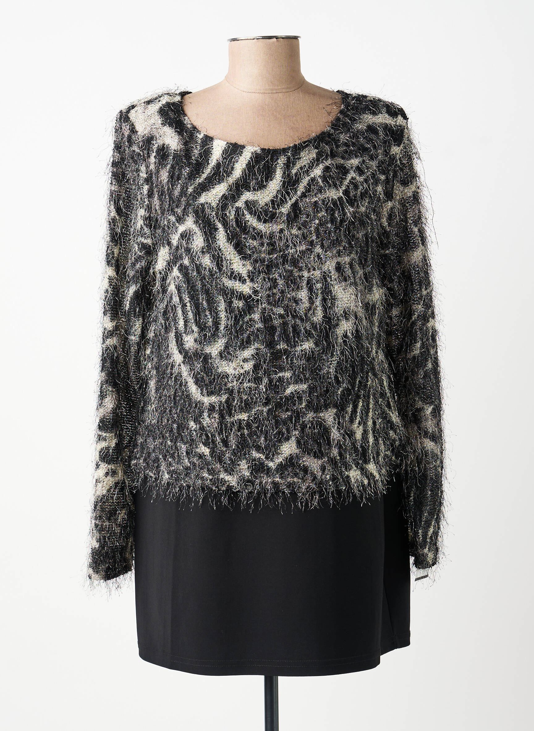 Tunique manches longues col rond noir JOSEPH RIBKOFF femme