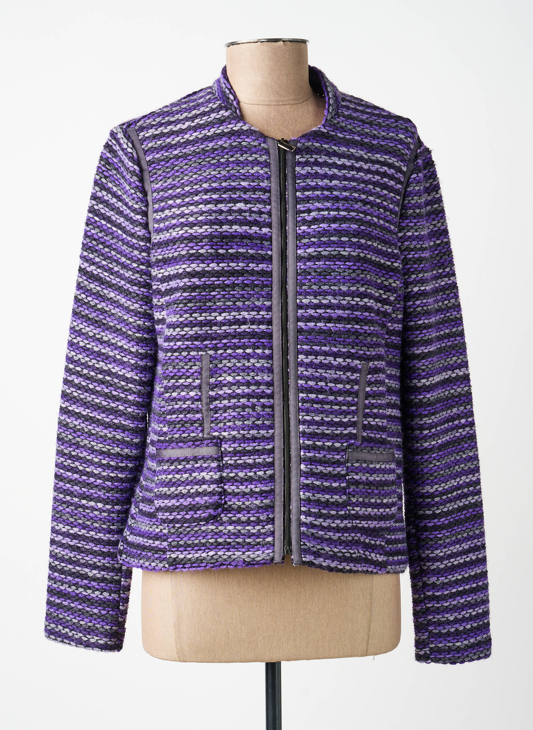 Veste casual col rond violet FRANK WALDER femme