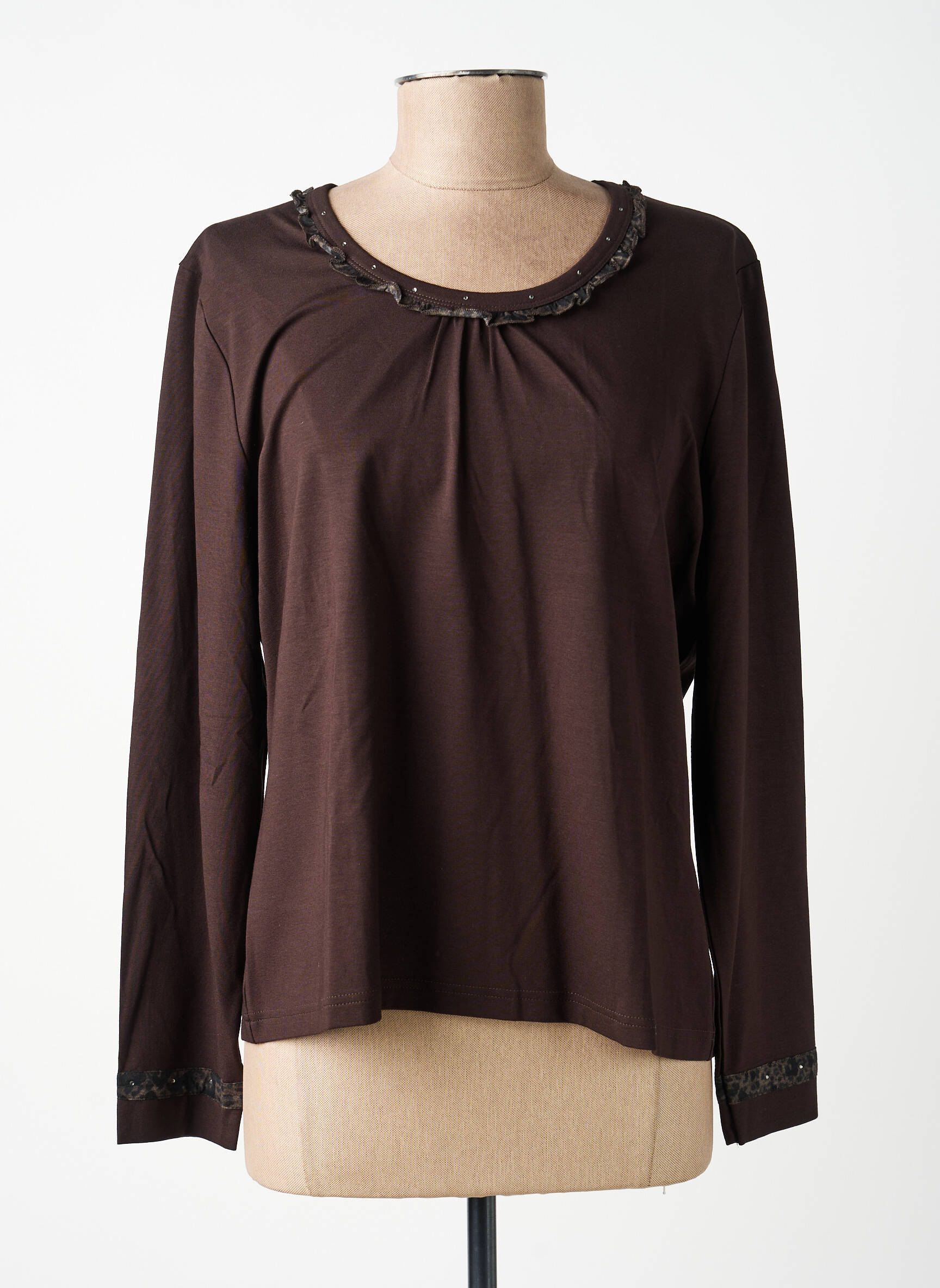 Top manches longues manches longues marron LUCIA femme
