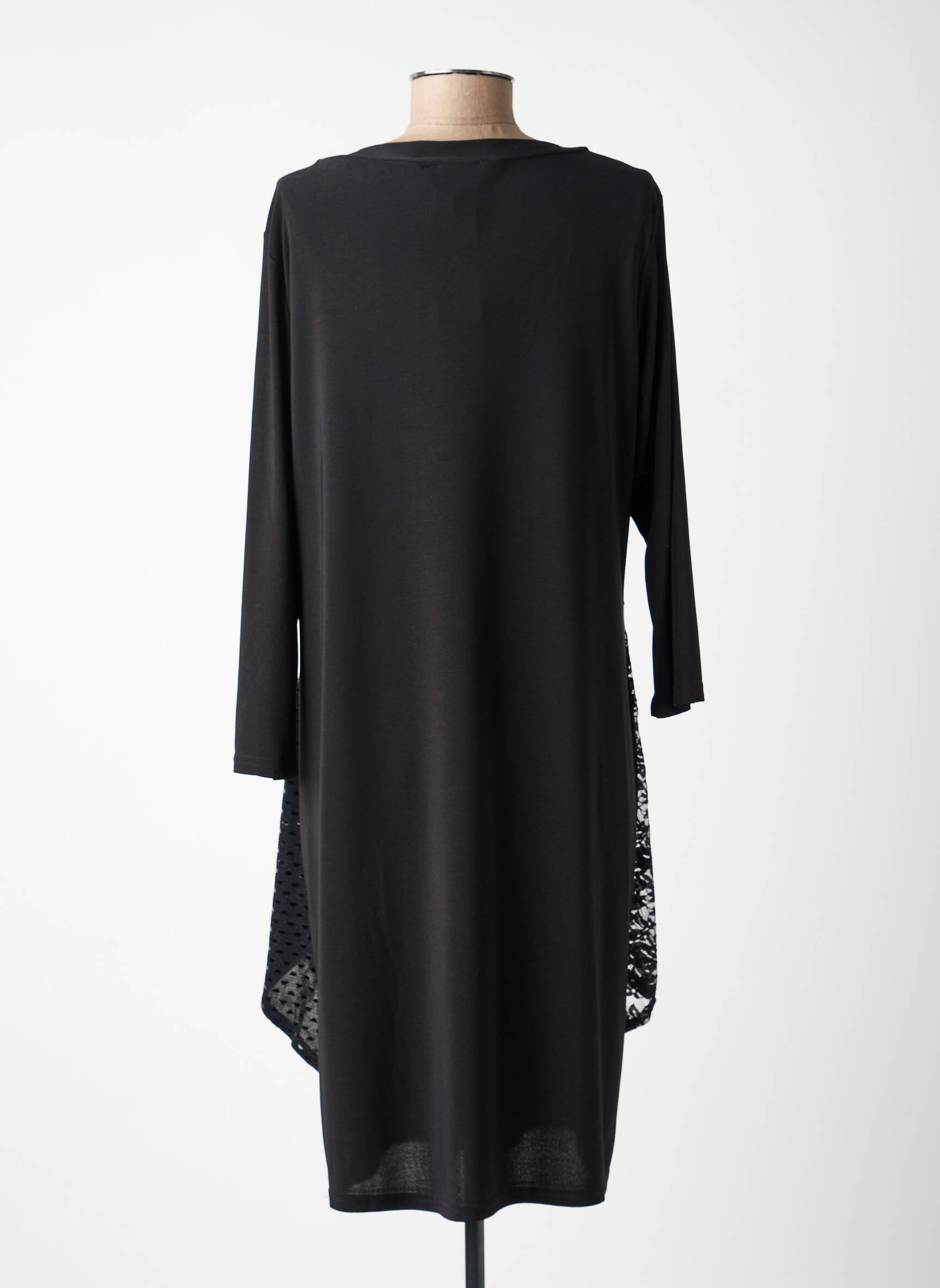 Robe mi-longue coupe fluide manches longues noir VETISTYLE femme