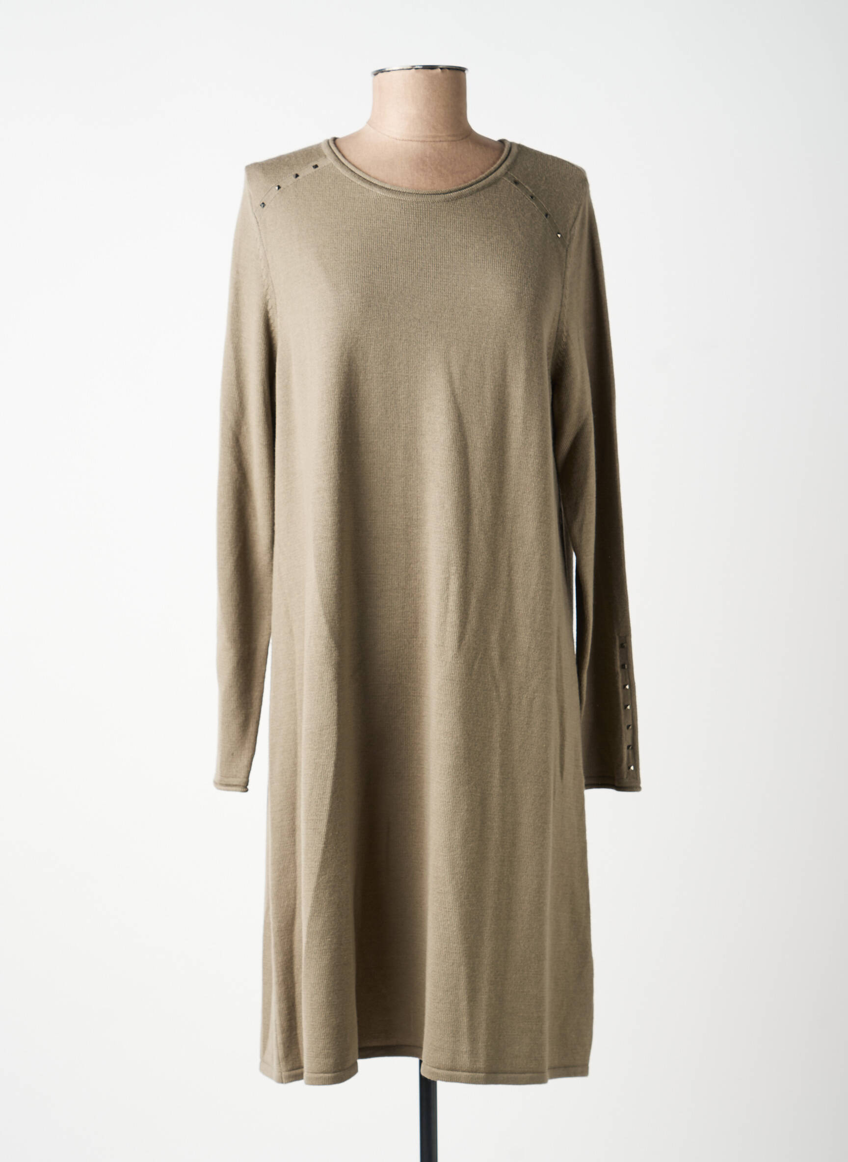 Robe pull coupe droite manches longues vert BASLER femme