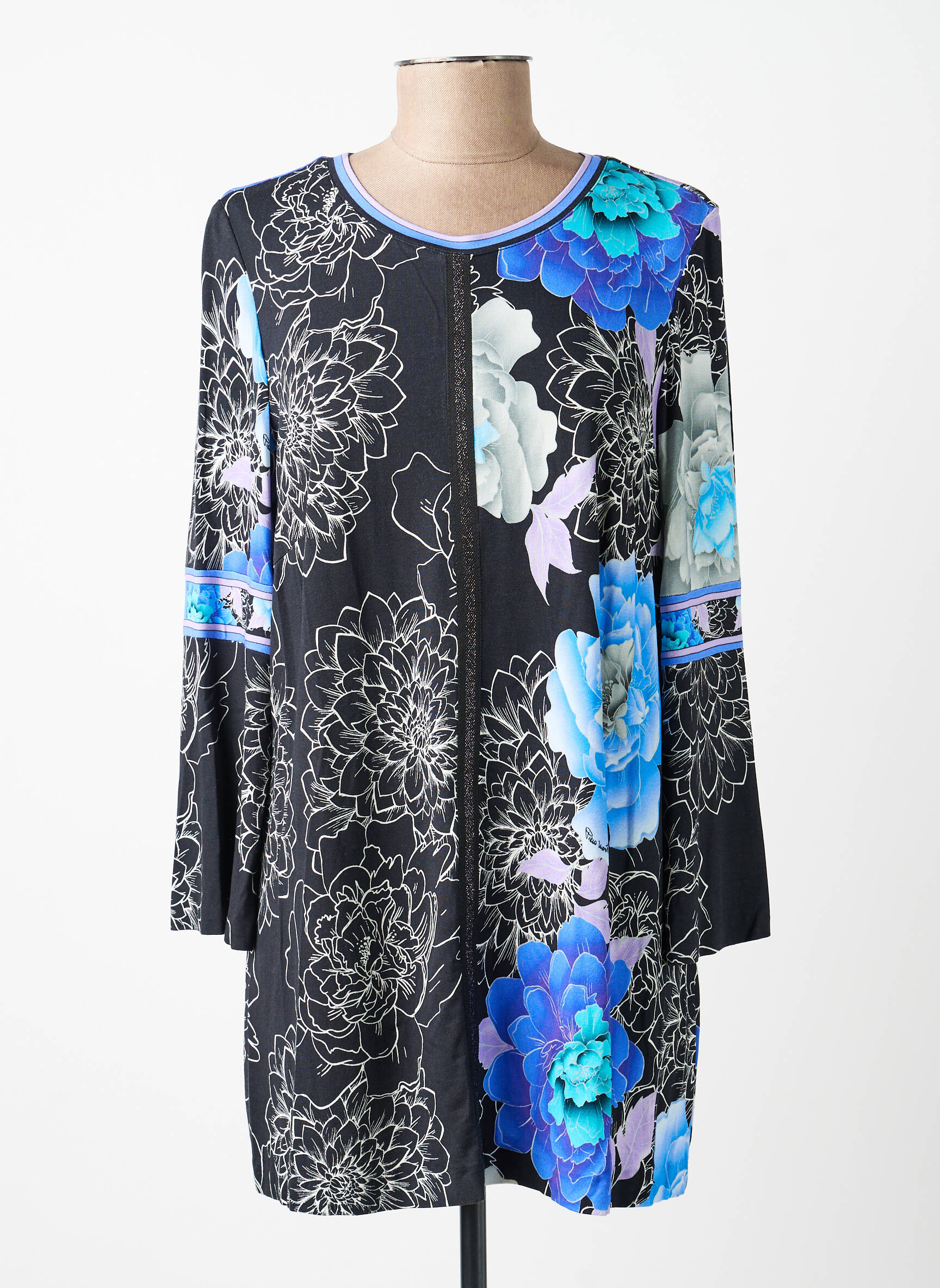 Tunique manches longues col rond bleu PIERO MORETTI femme