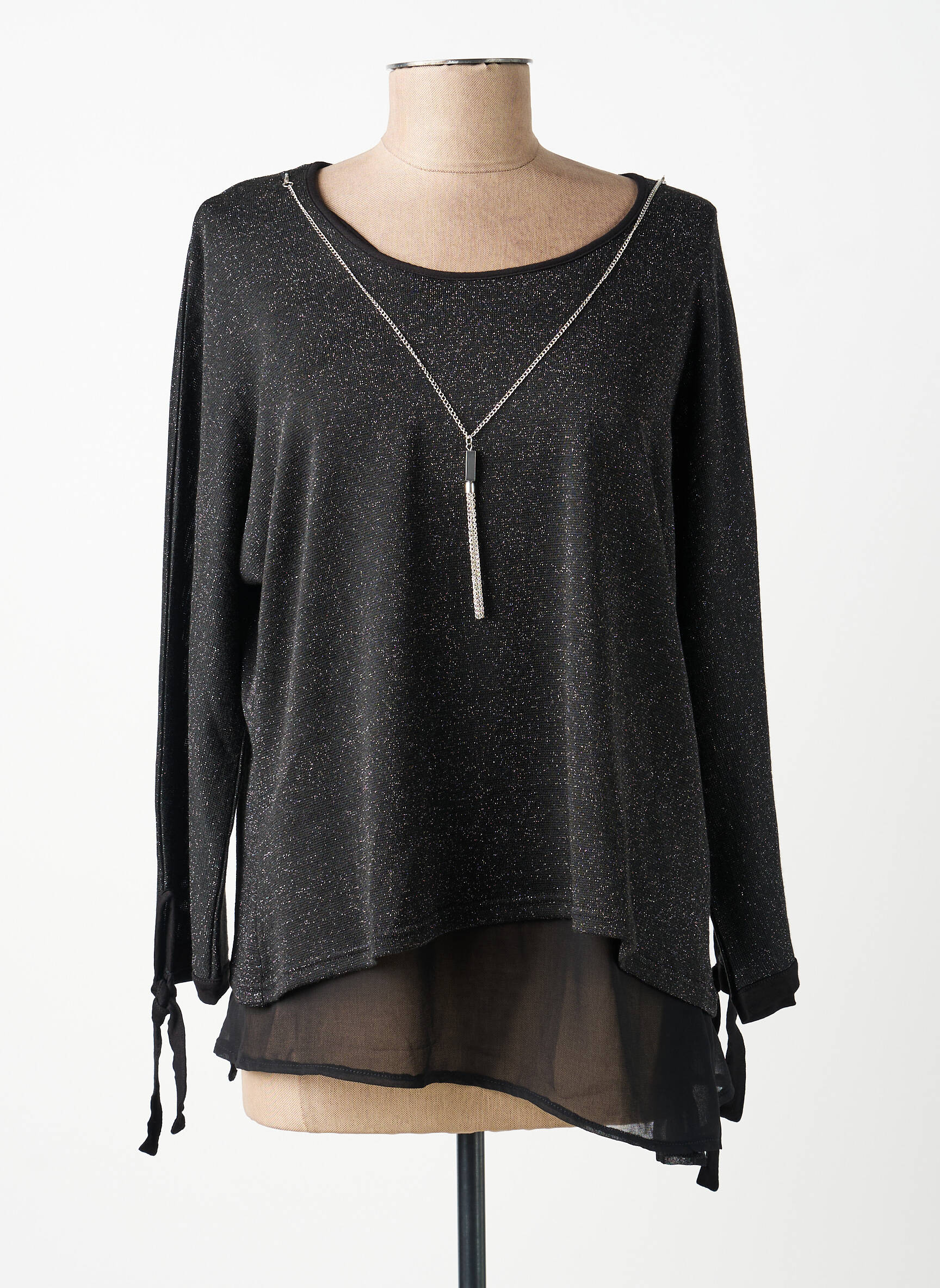 Top manches longues manches longues noir FRANCE RIVOIRE femme