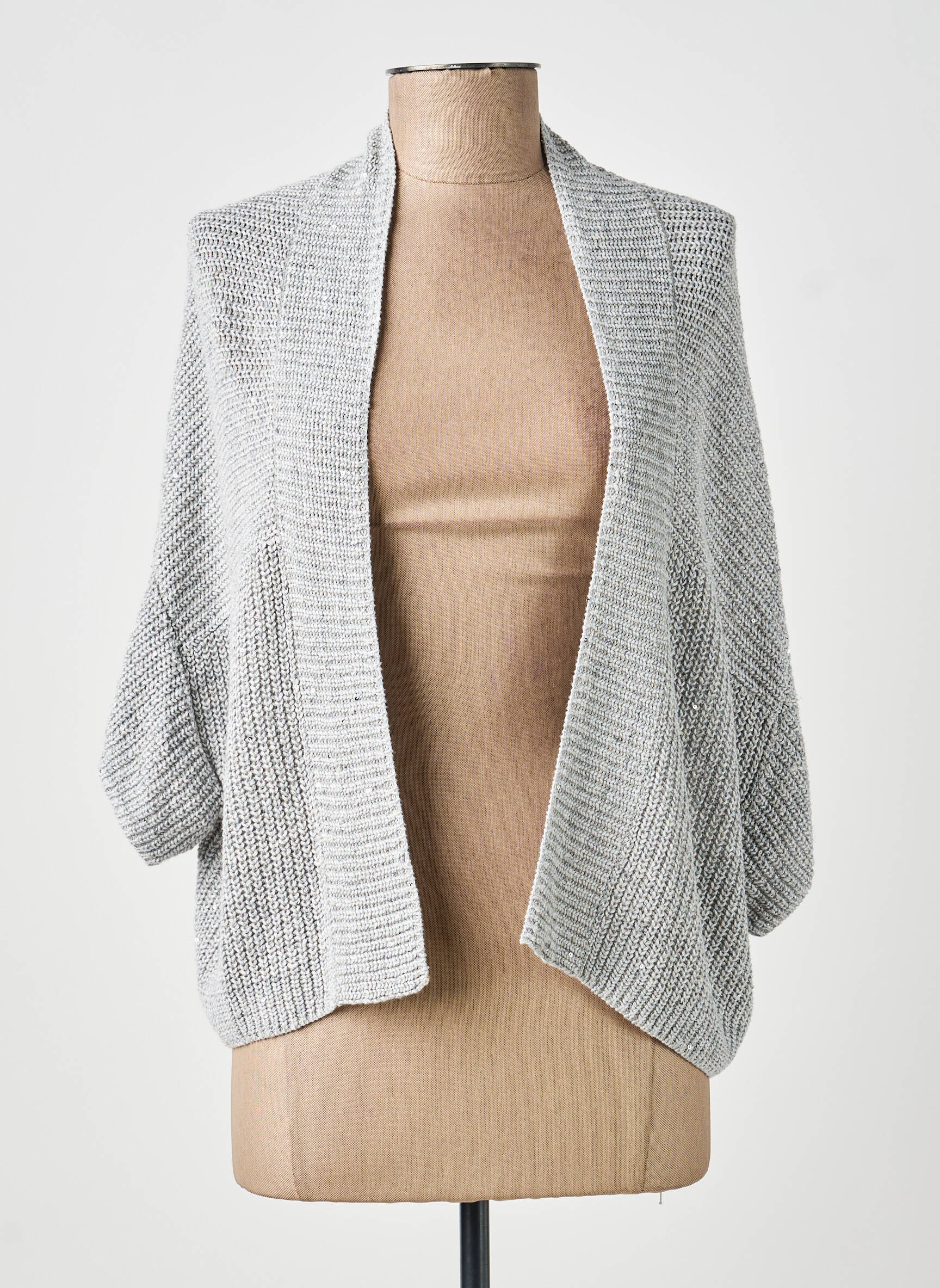 Gilet manches courtes coupe droite gris BASLER femme