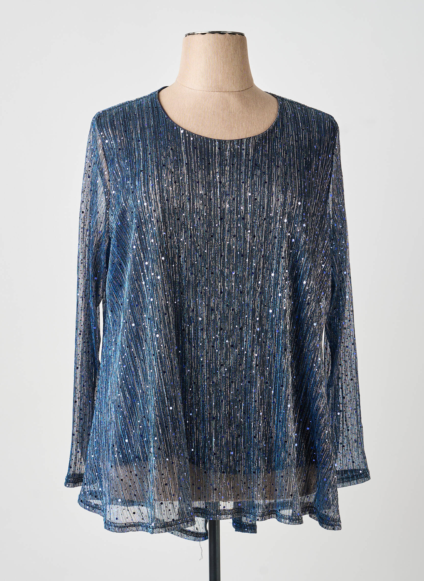 Tunique manches longues col rond bleu VETISTYLE femme
