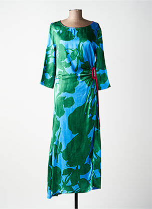 Robe longue imprimé fleurs manches 3/4 bleu ALDO MARTIN'S femme