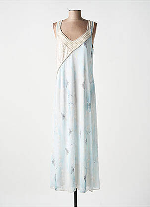 Robe longue imprimé fantaisie sans manche bleu ELISA CAVALETTI femme