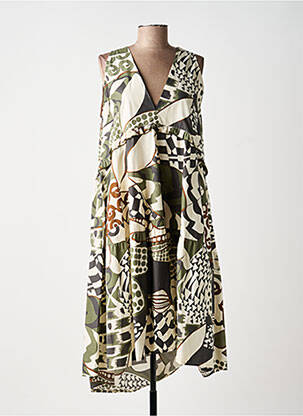 Robe mi-longue sans manche sans manche vert TRICOT CHIC femme