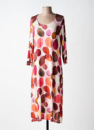 Robe mi-longue manches 3/4 manches 3/4 rose ALEMBIKA femme