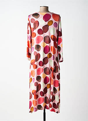 Robe mi-longue manches 3/4 manches 3/4 rose ALEMBIKA femme